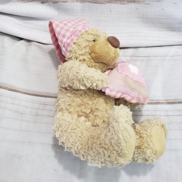 Bedtime Wish Bears Tan Pink Tooth Fairy Teddy Bear 7" Plush Stuffed Animal Plaid - Picture 4 of 7